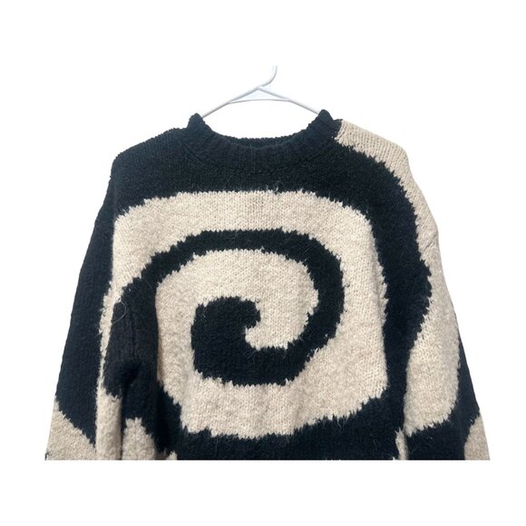 Paloma Wool Twister Sweater Women Medium Off White Black Fuzzy Psychedelic Indie - Picture 13 of 16